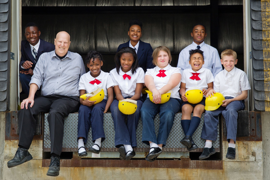 Bruce Krier with students from St. Marcus